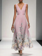 Isolde | Floral Sleeveless Maxi Dress with V-Neck for Women