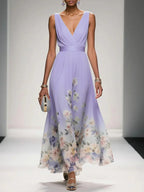 Isolde | Floral Sleeveless Maxi Dress with V-Neck for Women