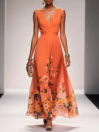 Isolde | Floral Sleeveless Maxi Dress with V-Neck for Women