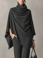 Ithalia | Draped Two-Piece Set with Cowl Neck for Women