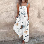 Floral Sleeveless Wide Leg Jumpsuit with Square Neck for Women