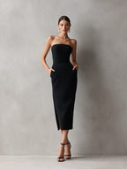 Kaia | Strapless Bodycon Midi Dress for Women