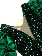 Khaleesi | Sequin Midi Dress with Puff Sleeves for Women