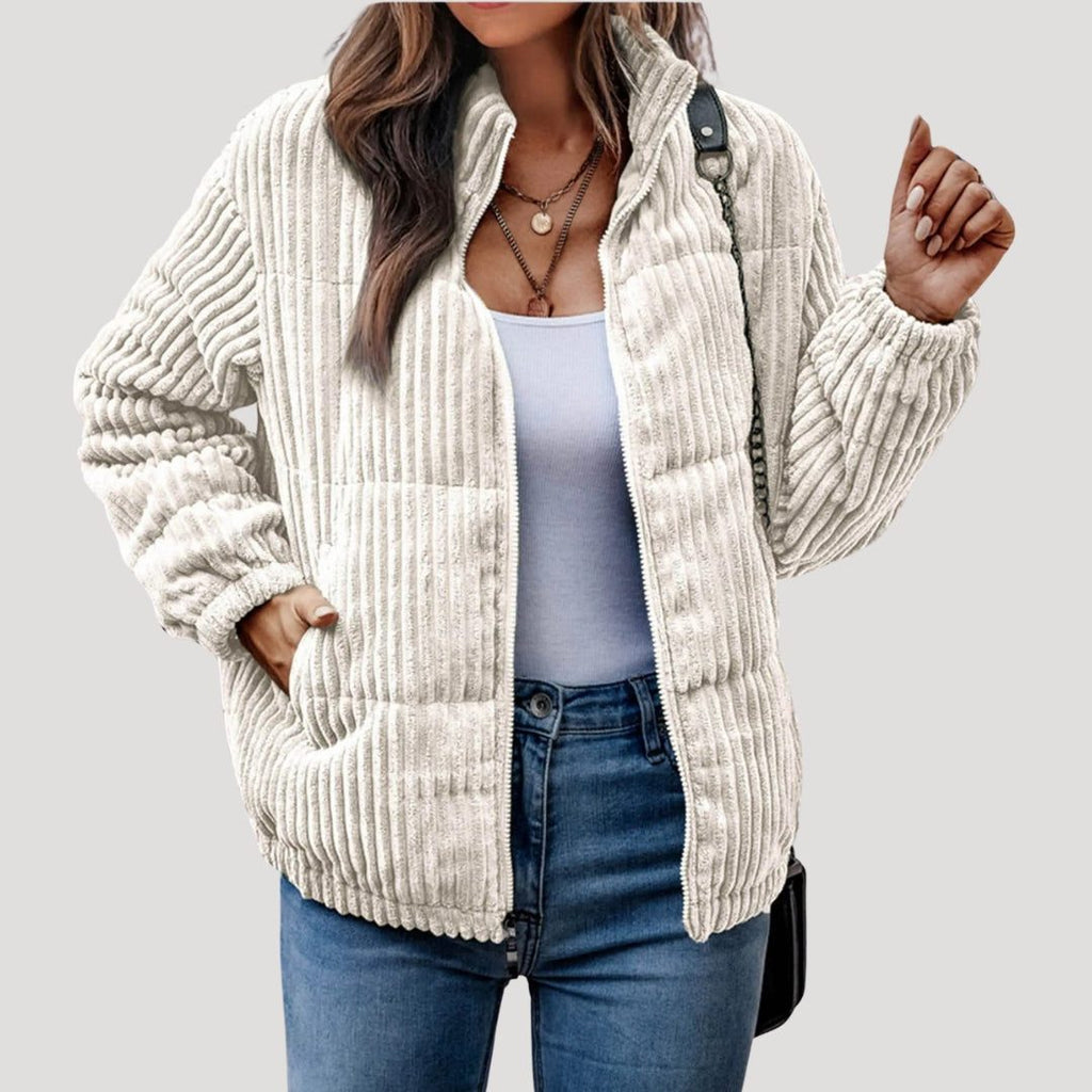 Kunigunde | Hooded Quilted Corduroy Bomber Jacket for Women