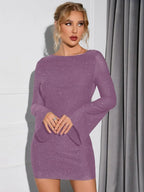 Lea | Sequin Mini Dress with Long Sleeves Backless for Women