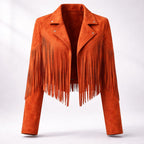 Leena | Cropped Boho Fringe Suede Jacket for Women