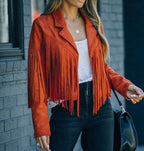 Leena | Cropped Boho Fringe Suede Jacket for Women