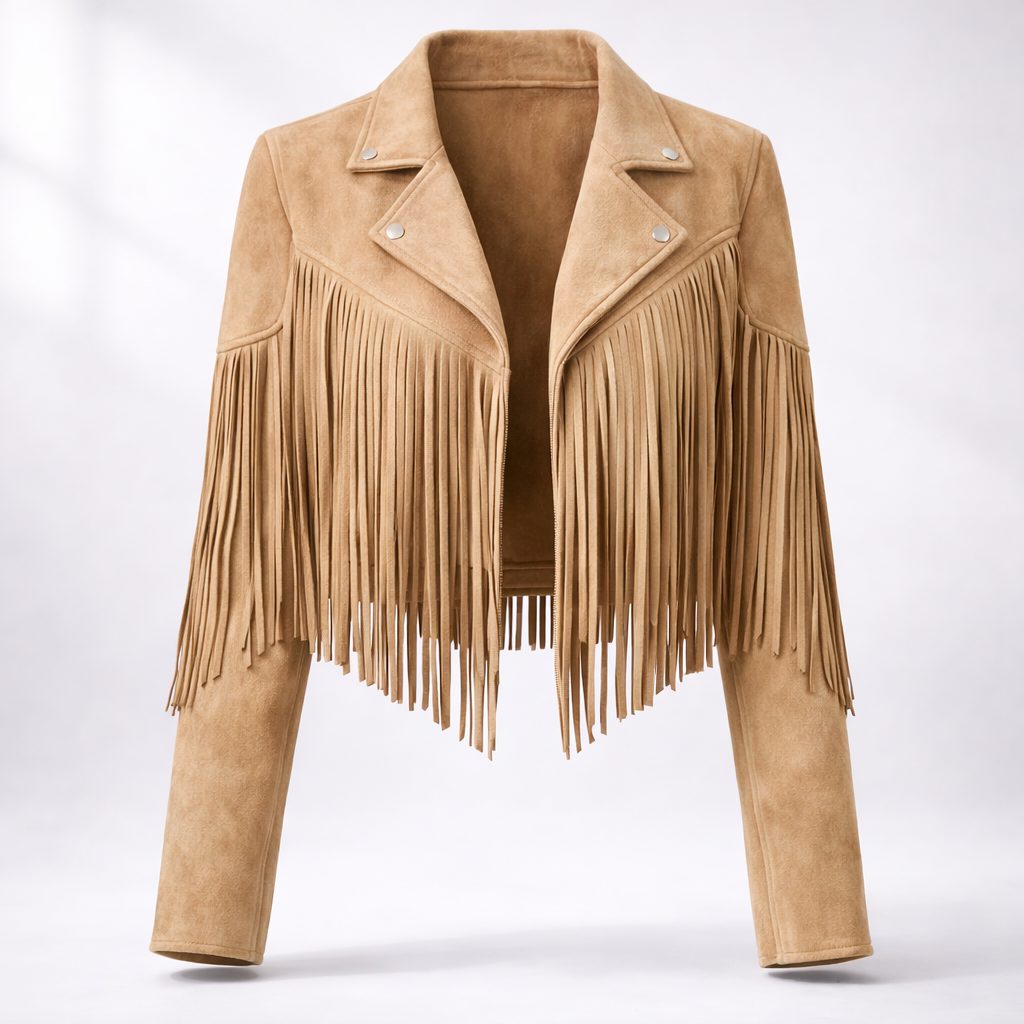 Leena | Cropped Boho Fringe Suede Jacket for Women