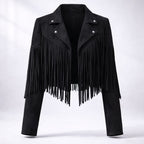 Leena | Cropped Boho Fringe Suede Jacket for Women