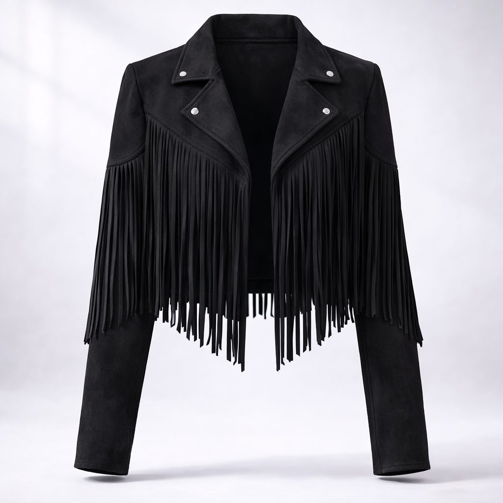 Leena | Cropped Boho Fringe Suede Jacket for Women