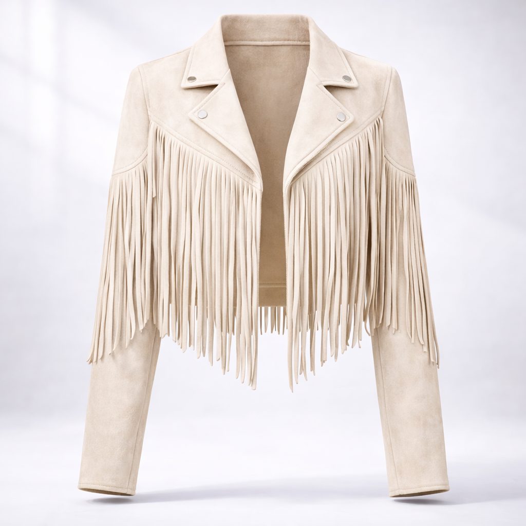 Leena | Cropped Boho Fringe Suede Jacket for Women