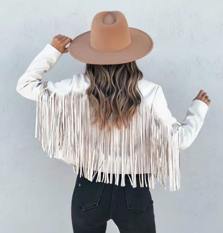 Leena | Cropped Boho Fringe Suede Jacket for Women