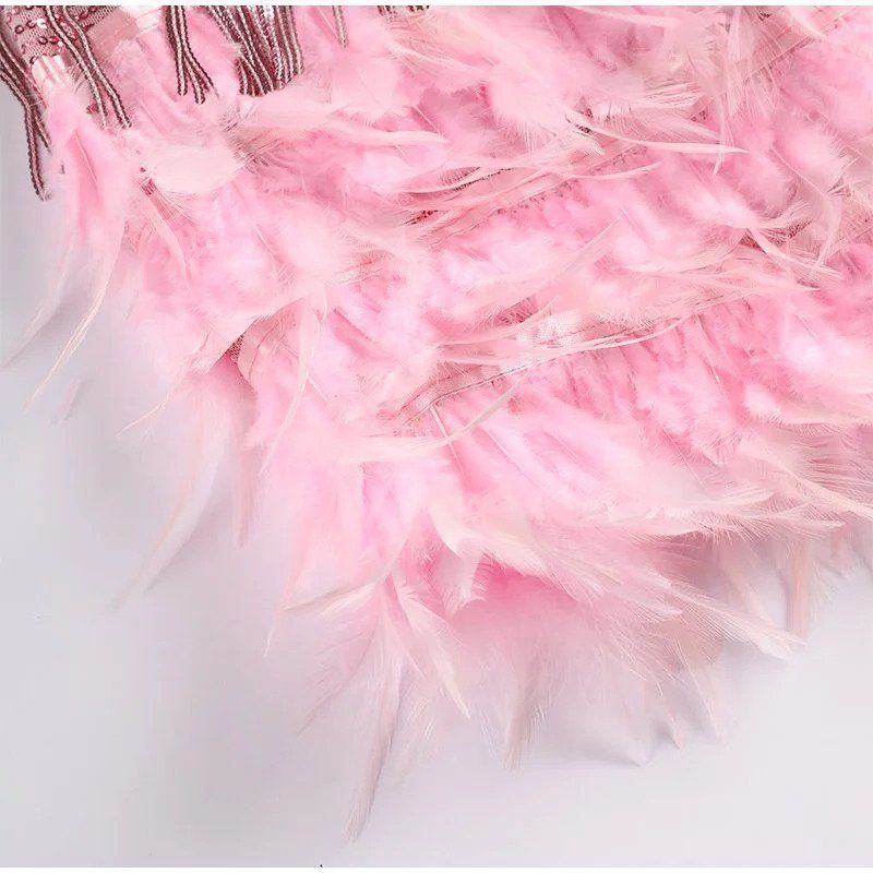 Liana | Sequin Cocktail Mini Dress with Feather Hem for Women