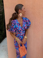 Suzette | Wedding Guest Wrap Dress with Puff Sleeves for Women