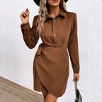 Maggie | Corduroy Wrap Shirt Dress for Women