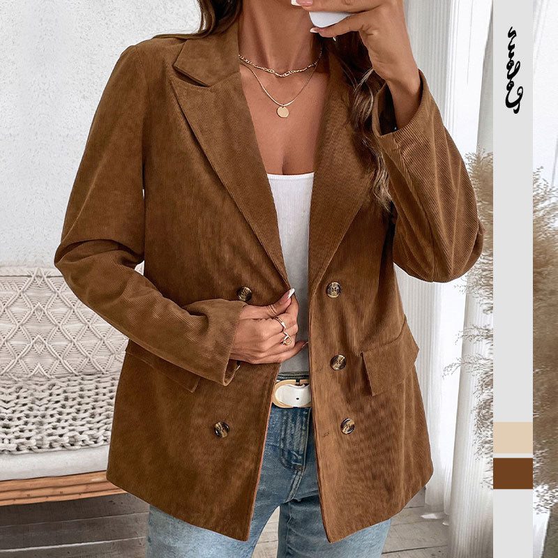 Maialen | Corduroy Double-Breasted Oversized Blazer for Women