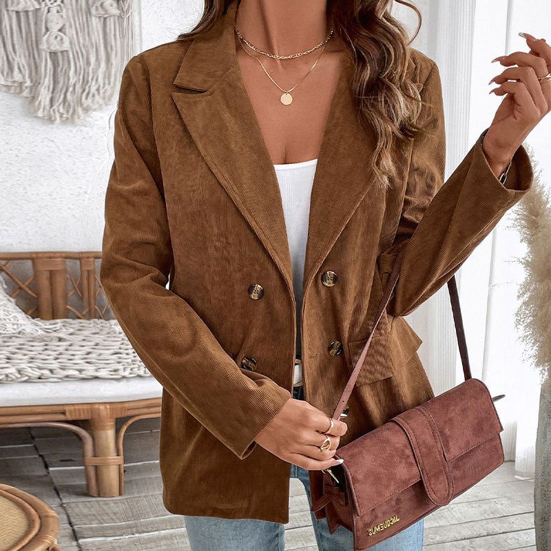 Maialen | Corduroy Double-Breasted Oversized Blazer for Women