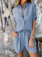 Aneta | Button-Down Shorts Set for Women