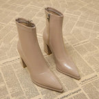 Mathilde | Pointed Toe Winter Ankle Boots with Block Heel for Women