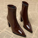 Mathilde | Pointed Toe Winter Ankle Boots with Block Heel for Women