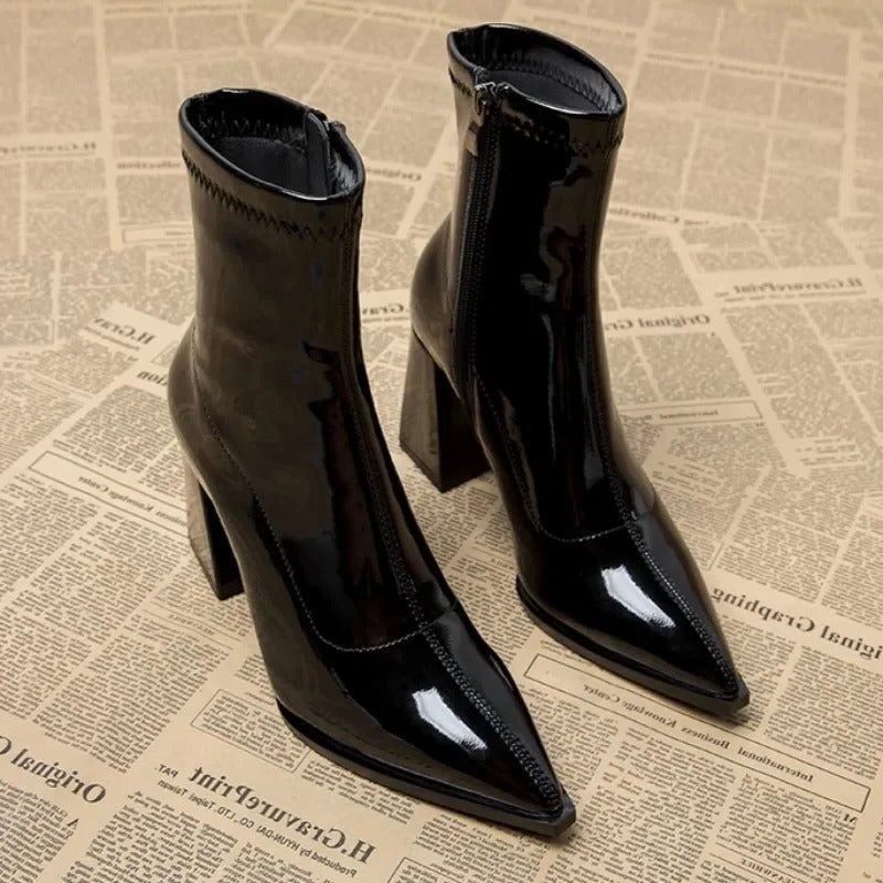 Mathilde | Pointed Toe Winter Ankle Boots with Block Heel for Women