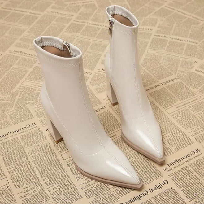Mathilde | Pointed Toe Winter Ankle Boots with Block Heel for Women
