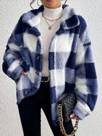 Maurelle | Plaid Oversized Button-Up Fluffy Jacket for Women