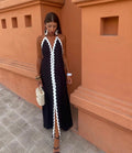 Victoria | Wedding Guest Halterneck Maxi Dress with V-Neck for Women