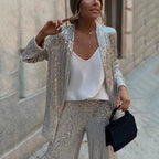 Miriam | Sequin Two-Piece Set with High-Waisted Wide-Leg Pants for Women