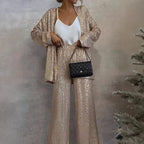 Miriam | Sequin Two-Piece Set with High-Waisted Wide-Leg Pants for Women