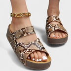 Alivia | Quilted Cross Strap Platform Sandals for Women