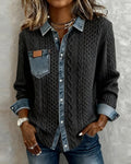 Nessa | Cable Knit Button-Down Blouse with Long Sleeves for Women
