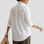 Oversized Blouse with Button-Down Collar for Women