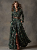 Paloma | Plaid Maxi Shirt Dress with Belt for Women