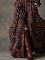 Paloma | Plaid Maxi Shirt Dress with Belt for Women