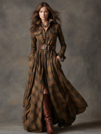 Paloma | Plaid Maxi Shirt Dress with Belt for Women