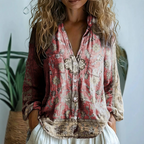 Petra | Embroidered Blouse with V-Neck and Long Sleeves for Women