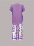Primrose | Leaf Print Cropped Capri Two-Piece Set for Women