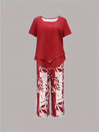 Primrose | Leaf Print Cropped Capri Two-Piece Set for Women