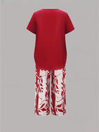 Primrose | Leaf Print Cropped Capri Two-Piece Set for Women