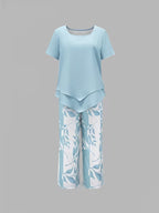 Primrose | Leaf Print Cropped Capri Two-Piece Set for Women