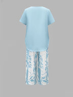 Primrose | Leaf Print Cropped Capri Two-Piece Set for Women