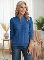 Prudence | Cable Knit Zip-Up Sweater for Women