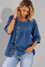 Reign | Denim Loose Fit Button-Down Blouse for Women