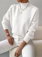 Ribbed Knit Sweater with Roll Neck for Women
