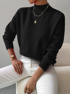 Ribbed Knit Sweater with Roll Neck for Women