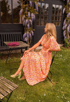 Emilie | Floral Wrap Maxi Dress with V-Neck and Short Sleeves for Women
