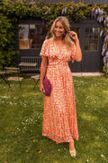 Emilie | Floral Wrap Maxi Dress with V-Neck and Short Sleeves for Women