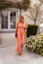 Emilie | Floral Wrap Maxi Dress with V-Neck and Short Sleeves for Women