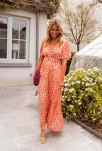 Emilie | Floral Wrap Maxi Dress with V-Neck and Short Sleeves for Women